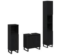 FAF-NEUF* Ensemble de meubles de salle de bain 3 pièces - bois d'ingénierie - chêne noir - JUIN448046