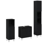 FAF-NEUF* Ensemble de meubles de salle de bain 3 pièces - chêne noir - bois d'ingénierie JUIN704588