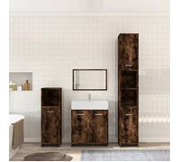 FAF-NEUF* Ensemble de meubles de salle de bain 4 pcs - Armoire sur pied/armoire de lavabo - Chêne fumé - Bois JUIN56826964