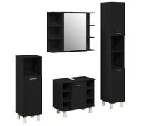 FAF-NEUF* Ensemble de meubles de salle de bain 4 pièces - bois d'ingénierie - chêne noir - JUIN340572