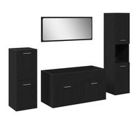 FAF-NEUF* Ensemble de meubles de salle de bain 4 pièces - chêne noir - Bois Technique JUIN342105