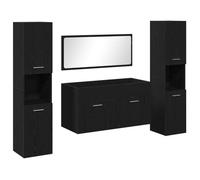FAF-NEUF* Ensemble de meubles de salle de bain en 4 pièces - bois d'ingénierie - chêne noir - JUIN488308