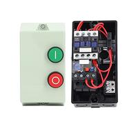 FAFAEICY Démarreur Magnétique IP55 Boîtier de Commutation Ignifuge étanche Monophasé 220V 230V Triphasé 380V 400V 9-13A Bouton-poussoir Vert Manuel
