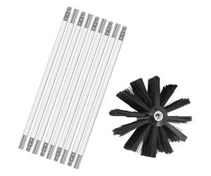 FAFAKO Ensemble De Tiges De Brosse De Cheminée, De Nettoyage for Tuyaux De Poêle, Brosse De Nettoyage, Balai De Ramoneur, Balai De Cheminée for Sèche-cheminée(9 Rods,410mm)