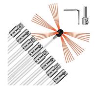FAFAKO Kit De Ramonage - Tiges en Nylon Flexible Et Tête De Brosse pour Un Nettoyage Efficace De La Cheminée, avec Perceuse Rotative pour Nettoyer Cheminées en Métal Ou en Brique(8 m)