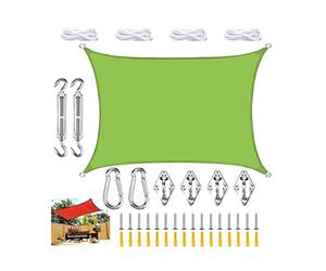 FAFAKO Voile d'ombrage imperméable, rectangulaire, 3 x 4 m, PES, imperméable, polyester indéchirable, résistant, protection UV à 98 %, pour terrasse et extérieur | Vert, 2,5 x 2,5 m