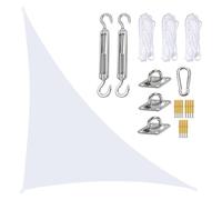 FAFAKO Voile d'ombrage triangulaire 3 x 4 x 5 m - Imperméable et anti-UV - Toile sans perçage - Idéal pour balcon, jardin, terrasse, camping (gris) (blanc, 4 x 4 x 5,7 m)