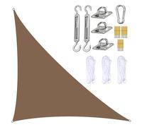 FAFAKO Voile d'ombrage triangulaire imperméable en polyéthylène avec cordes de fixation, angle droit, UPF 50+ (marron, 5 x 5 x 7,1 m)