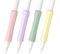 FAFALITHIC Lot de 4 poignées ergonomiques compatibles avec Apple Pencil 1ère génération, 2ème génération, Apple Pencil USB-C et Pro en silicone iPencil (violet/rose/jaune/vert)