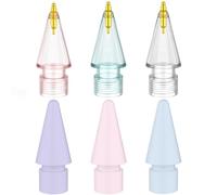 FAFALITHIC Lot de 6 Pointes de Rechange Colorées Compatibles avec Apple Pencil 2ème Génération, Apple Pencil 1ère Génération, Apple Pencil (USB C) et Apple Pencil Pro (3Original/3Tansparent)