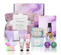 Fafamara Cadeau de Saint-Valentin (pour fille, petite amie, épouse), panier cadeau de convalescence, cadeau d'anniversaire pour femme, panier cadeau de bain lavande avec couverture en flanelle