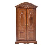 Fafeicy 1/12 Mini Mini Vintage Wooden Double Dobe Door DOORD PLINROBE Dollhouse, Furniture Dolls House Accessoire avec Matériau en Bois Robuste pour Une Maison de Poupée de 12 Pouces (Brown)