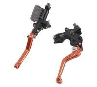 Fafeicy 1 Paire de Leviers de Maître-cylindre de Frein et d'embrayage de Moto de 7, 8, 22 Mm, en Aluminium CNC Réglables avec Base de Miroir, Ajustement Universel pour la Plupart des Motos (ORANGE)