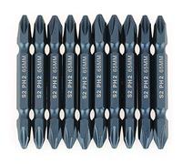Fafeicy 10 Pcs PH2 Bits de Tournevis, Bits de Conducteur de Forage en Acier en Alliage Magnétique S2 1/4 Pouce 6,3 Mm X 65 Mm avec Traitement Bleu Spécial pour Outils électriques