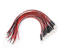 Fafeicy 10PCS 12V 0,06W 5mm LED Diode Électroluminescente, Filaire Multicolore LED Câble Léger Économiseur D'énergie Diode Électroluminescente Câblage 20cm (Blanc chaud)