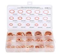 Fafeicy 150pcs Rouge en Cuivre Red Set M5 sur M22 Anneaux de Scellage Plat pour le Kit de Joint de Systèmes Hydrauliques à Carburant Automobile avec Boîte de Rangement