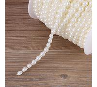 Fafeicy 25m Rouleau à Double Coton Ligne de Coton Perles de, Décoration de Noël Perle Trile String Imitation à Demi-Ronde de Chaîne Garland pour Le Mariage (Beige)