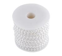 Fafeicy 25m Rouleau à Double Coton Ligne de Coton Perles de, Décoration de Noël Perle Trile String Imitation à Demi-Ronde de Chaîne Garland pour Le Mariage (Blanc Pur)