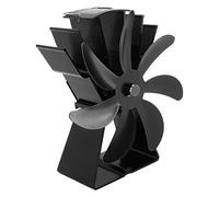 Fafeicy 7 Lames Ventilateur de Poêle à Moteur de Chaleur, Entrée D'Air élargie, Aucune Source D'alimentation Externe Requise Adaptée aux Cheminées à Domicile, au Camping et aux (BLACK)