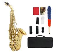 Fafeicy BB Soprano Saxophone Belle Bend Design Rich Ton pour Jazz Rock Classical Hardshell Case Staps Chaps avec GLANTS (Gold)