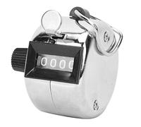 Fafeicy Berm Compteur Manuel, Outil de Comptage Portatif, Clicker à 4 Chiffres en Alliage D'aluminium argenté avec Crochet et Bouton en Plastique, Réinitialisation pour Les Statistiques
