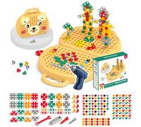 Fafeicy Boîte à Outils de Jeu Montessori, Kit de Construction Imaginaire éducatif ABS, 204 Outils pour Les Tout-Petits, Les Garçons et Les Filles de 3 à 6 Ans (Yellow)