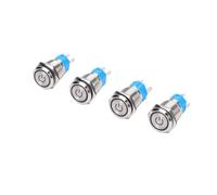 Fafeicy Bouton Poussoir à Verrouillage 16mm, SPST 1NO 15A | Acier Inoxydable 304 avec Prise Filaire LED Bleue, IP67 Résistant à L'eau 40000 Heures LED, pour Usage Marin Extérieur