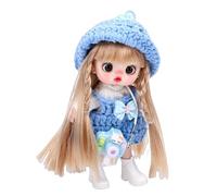 Fafeicy Breloques de Sac de Poupée, Pendentif de Téléphone en Plastique et Coton, Poupée de 15 Cm avec Articulations Mobiles et Vêtements au Crochet, Grands Yeux, Décoration Compacte à Suspendre