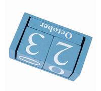 Fafeicy Calendrier de Bloc en Bois, Calendrier de Bureau Perpétuel Vintage avec Cubes en Bois Rustiques pour L'affichage de la Date du Mois, Décoration de Bureau à Domicile (BLUE)