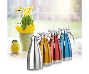 Fafeicy Carafe à café Isolée Sous Vide en Acier Inoxydable, Double Paroi 1,5 L 2 L avec un Bouton-poussoir, Théière Résistante à la Rouille Maintient les Boissons entre 122 et 140 °F pour une (2L)