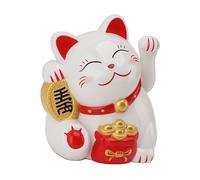 Fafeicy Chat de Fortune à Bras ondulé électrique, Figurine de Chat Porte-Bonheur en Plastique avec Mouvement à énergie Solaire pour la Décoration de la Maison et du Bureau et Bonne Chance