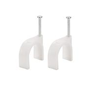 Fafeicy Clamp/Holder de Câble Circulaire avec Clou en Acier PE de 25mm, 100 Pièces, pour la Gestion des Fils à la Maison et au Bureau