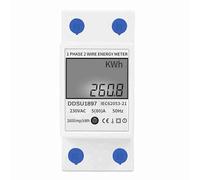 Fafeicy Compteur D'énergie électrique Numérique, écran LCD monophasé sur Rail DIN avec Arrêt Automatique du Rétroéclairage, pour Mesurer la Consommation D'énergie du Courant de (WHITE)