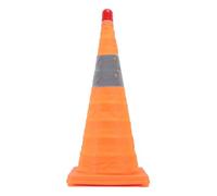 Fafeicy Cône de Chantier Pliable 60 Cm avec Feu Avertisseur pour Parking | Cône de Signalisation Pliable, Base en PE Résistant à L'usure, Tissu Flexible Anti-vieillissement, Usage Nocturne sur Route