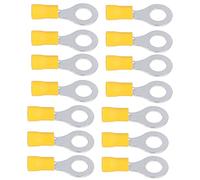 Fafeicy Cosses Annulaires Isolées 100 Pièces, Connecteurs à Sertir | pour Fil toronné de 4 à 6 mm², Isolation en PVC Jaune Résistante à la Corrosion, Courant Maximal de 48 A, Compatible avec