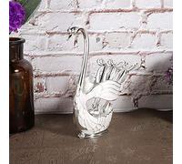 Fafeicy Cuillère à Dessert Café Set Fruit Scoop avec Porte-Cygne 6 Pièces | Ensemble de cuillères à Dessert à café, cuillère à fruits en métal avec support de cygne, Kit de cuillères à nœud poli