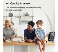 Fafeicy Détecteur Portable PM2,5, Analyseur de qualité de l'air Intérieur Rechargeable par USB pour un Usage Domestique, Thermohygromètre Multifonctionnel avec Affichage de la Température et de