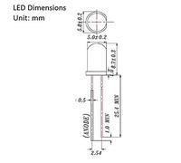 Fafeicy Diode à LED Bleu Brillant 5 Mm Lampe Lumineuse à Feu Doux pour les Dispositifs D'analyse, Indicateurs, 100 Pcs