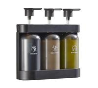 Fafeicy Distributeur de Douche Mural, Ensemble de Salle de Bains, 3 Chambres ABS, Installation sans Perceuse avec étiquettes pour Shampoing, Revitalisant, Lavage du Corps (Gris foncé)