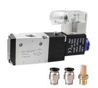 Fafeicy Électrovanne électrique 3V210 08, Kit D'électrovanne Pneumatique en Alliage D'aluminium, 2 Positions 3 Voies NC 1 4 Pouces PT avec Raccords de 6 Mm et Silencieux pour Contrôle de