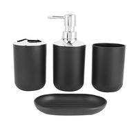 Fafeicy Ensemble D'accessoires de Salle de Bain Noir 4 Pièces, Porte-Savon galvanisé en Plastique, Distributeur de Lotion, Tasse de Lavage, Tasse de Rangement pour évier de Salle