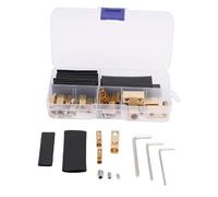 Fafeicy Ensemble de 125 Connecteurs de Fils en Laiton, 25 Connecteurs, 50 Vis, 25 Tubes Thermorétractables, 3 Clés, avec Isolation et Protection étanche, pour Projets électriques