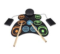 Fafeicy Ensemble de Tambour électronique avec Tampon et Bâtons, Pédale de Pied Inclus, connectivité MIDI et Prise Casque, Durée de Vie de la Batterie de 18 Heures pour les Performances