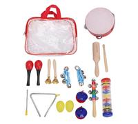 Fafeicy Ensemble D'instruments de Musique 10 Types, Kit de Musique Complet avec Tambourin, Shakers à œufs, Claves en Bois Rainmaker, pour L'apprentissage Précoce du Développement du Rythme