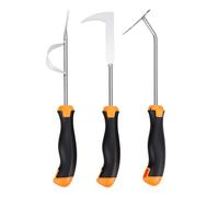 Fafeicy Ensemble D'outils de Désherbage en Acier Inoxydable, 3 Pièces, Désherbeur de Jardin avec Poignées Ergonomiques, Extracteur de Mauvaises Herbes Portatif pour Pelouse, Cour, Ferme,
