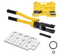 Fafeicy Ensemble D'outils de Sertissage de Tuyaux Hydrauliques 12T, Conception à Coupe Ouverte avec unité à Double Vitesse, Têtes Rotatives à 180 Degrés pour un Espace étroit