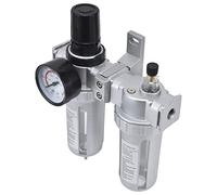 Fafeicy Filtre Régulateur D'air comprimé avec Manomètre et Séparateur | En Alliage D'aluminium, Pression de Service 1,0 MPa, élément Filtrant 40 μm, Raccord G1/4, pour Systèmes pneumatiques.