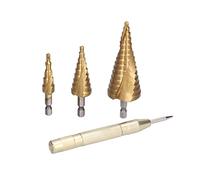 Fafeicy Forets étagés en Acier Rapide, Lot de 4 Forets étagés HSS avec Poinçon Central pour Acier Inoxydable, au Carbone, Fer, Aluminium, Plastique