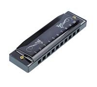 Fafeicy Harmonica, Orgue à Bouche en Aluminium, clé C 10 Trous 20 Tons avec étui pour Enfants et Débutants (BLACK)