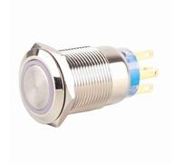 Fafeicy Interrupteur sur le Bouton-poussoir, Mélange de Locking en Acier Inoxydable de 19 Mm 12-24V, Interrupteur Automobile de Bateau Marin classé IP65 avec Bornes Plaquées en Argent (WHITE)